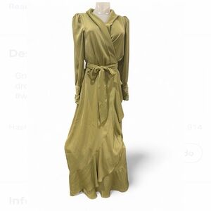 Veiled Collection  Long Sleeve Olive Wrap Dress